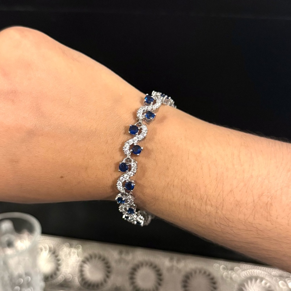 Blue and Silver Tennis Bracelet